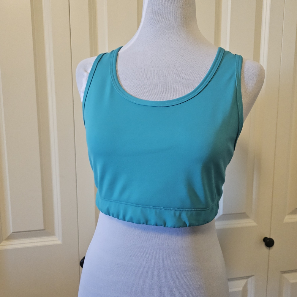 Silver Icing Racer Back  Sports Bra Teal Blue Sz L